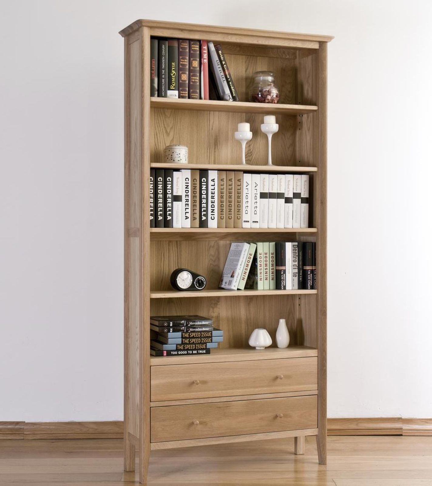 Liston solid oak furniture large living room office bookcase with