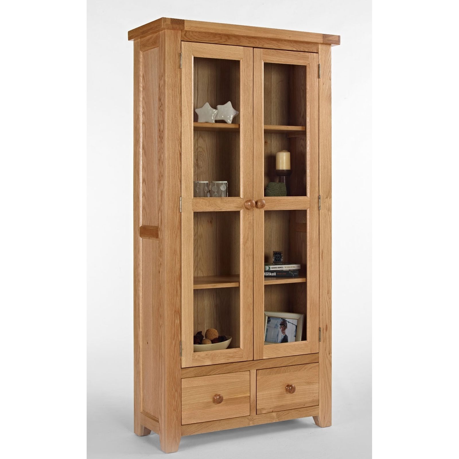Balmoral Oak Furniture Dining Living Room Glazed Display Cabinet