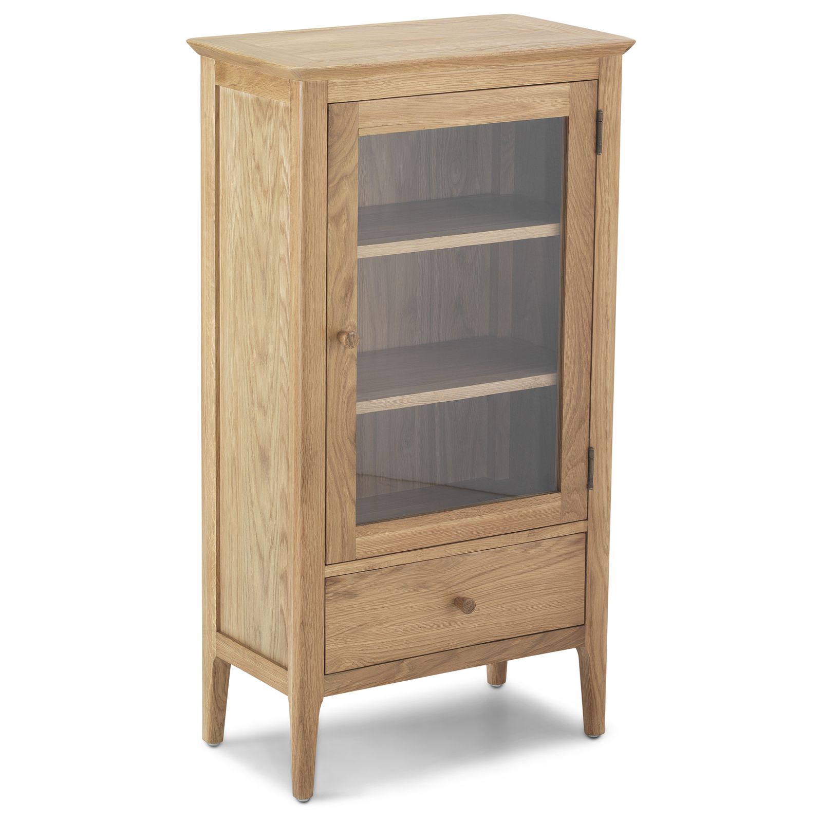 Telford Solid Oak Furniture Small Glazed Bookcase With Drawer Ebay
