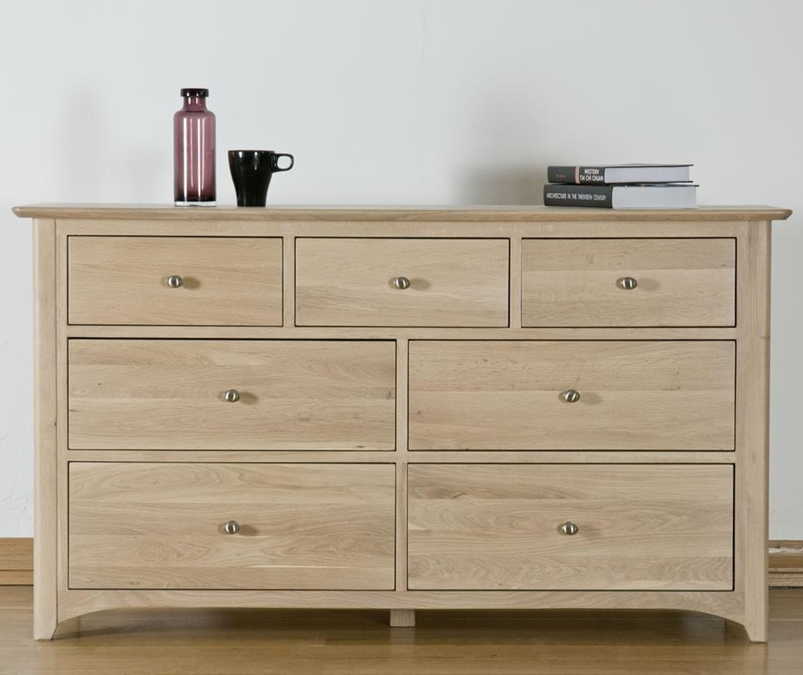 Kingswood solid oak bedroom furniture 3 over 4 wide chest of drawer