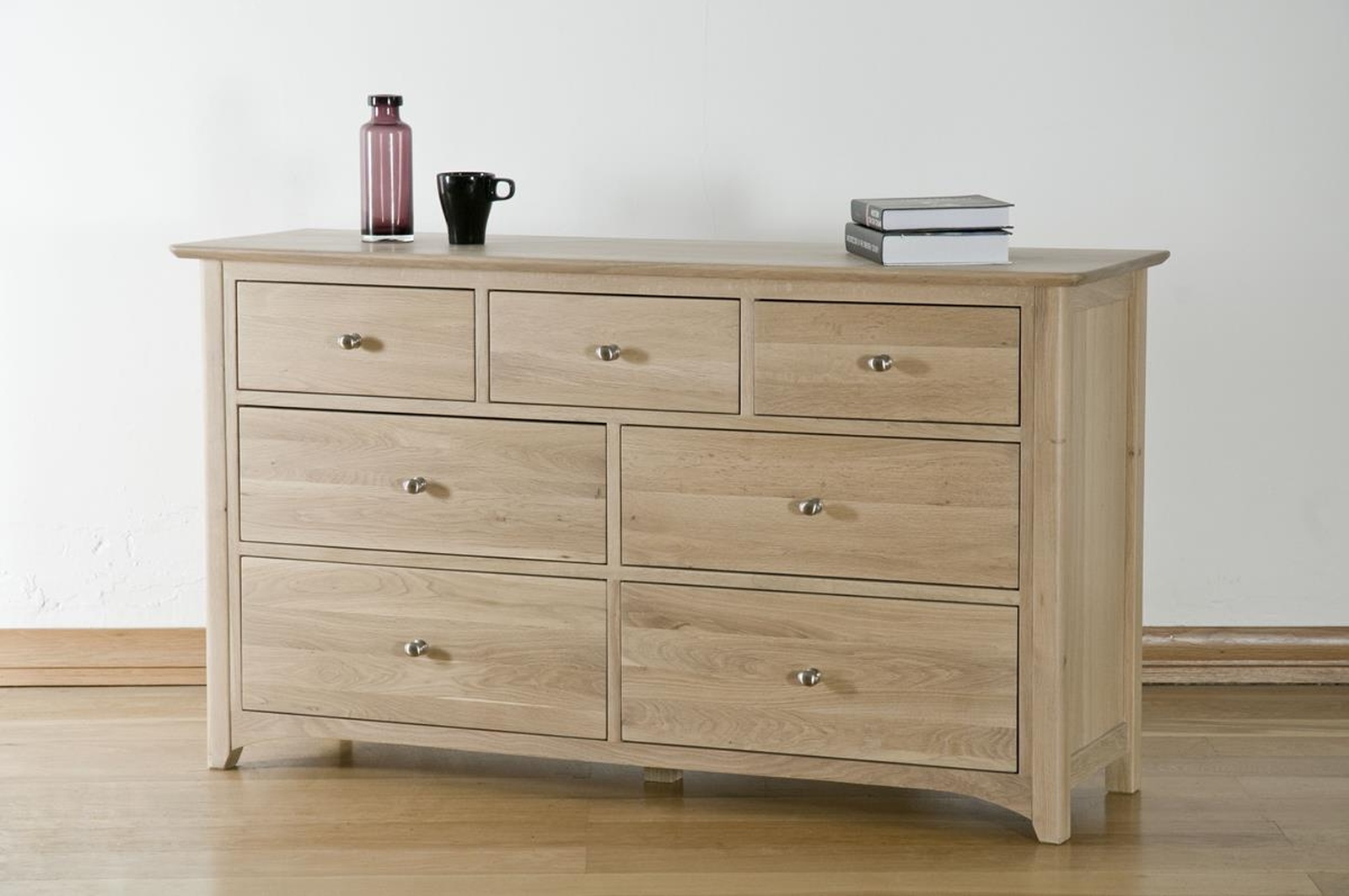 Kingswood solid oak bedroom furniture 3 over 4 wide chest of drawer