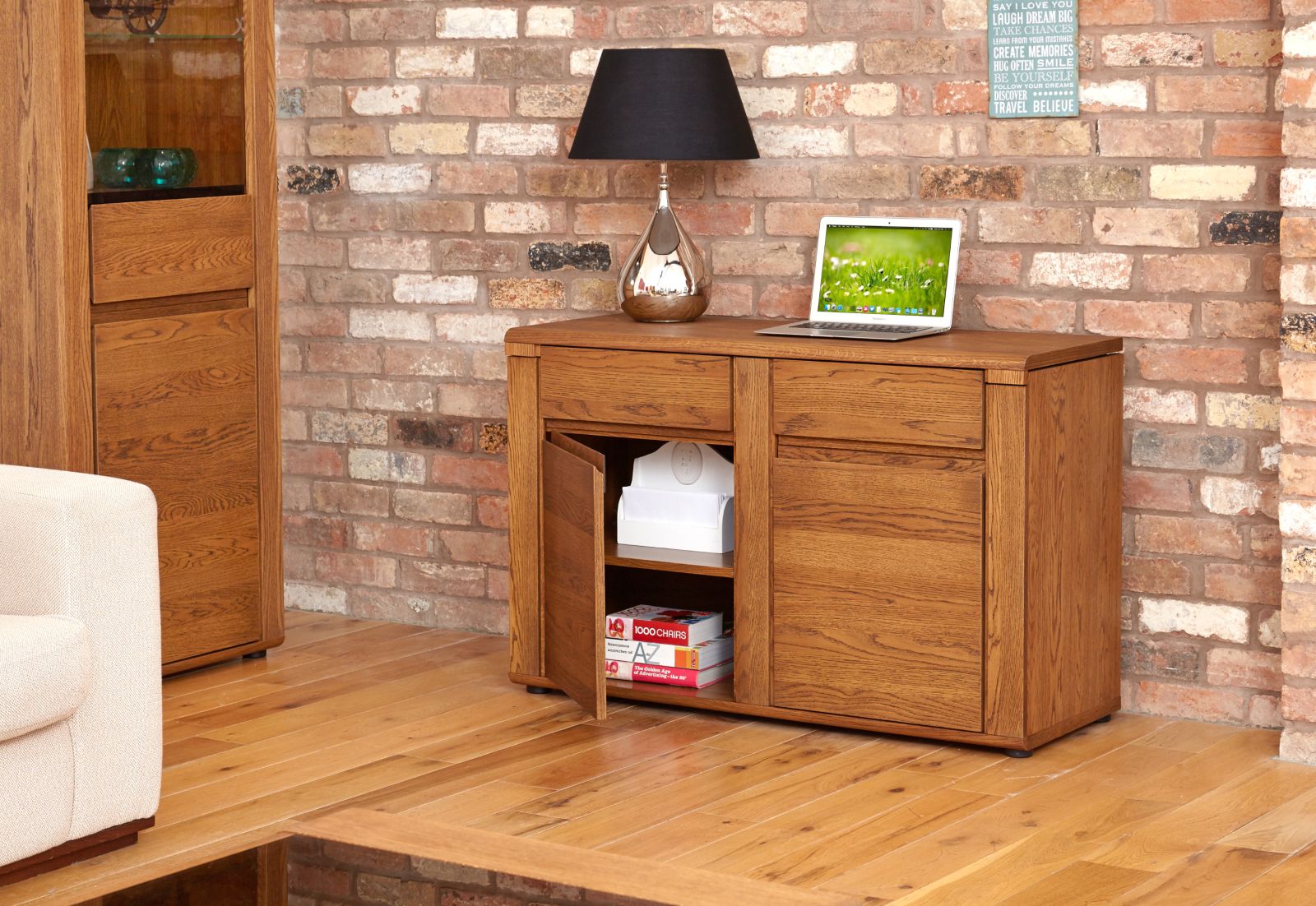 Grove Dark Oak Furniture Hidden Home Office PC Computer Desk