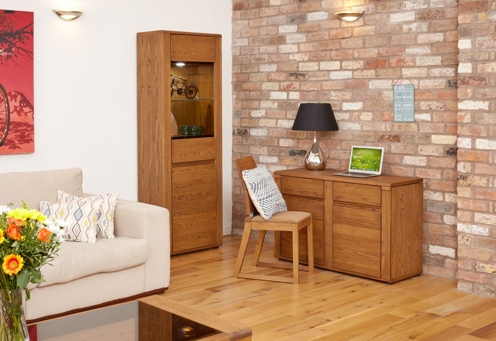 Grove Dark Oak Furniture Hidden Home Office PC Computer Desk