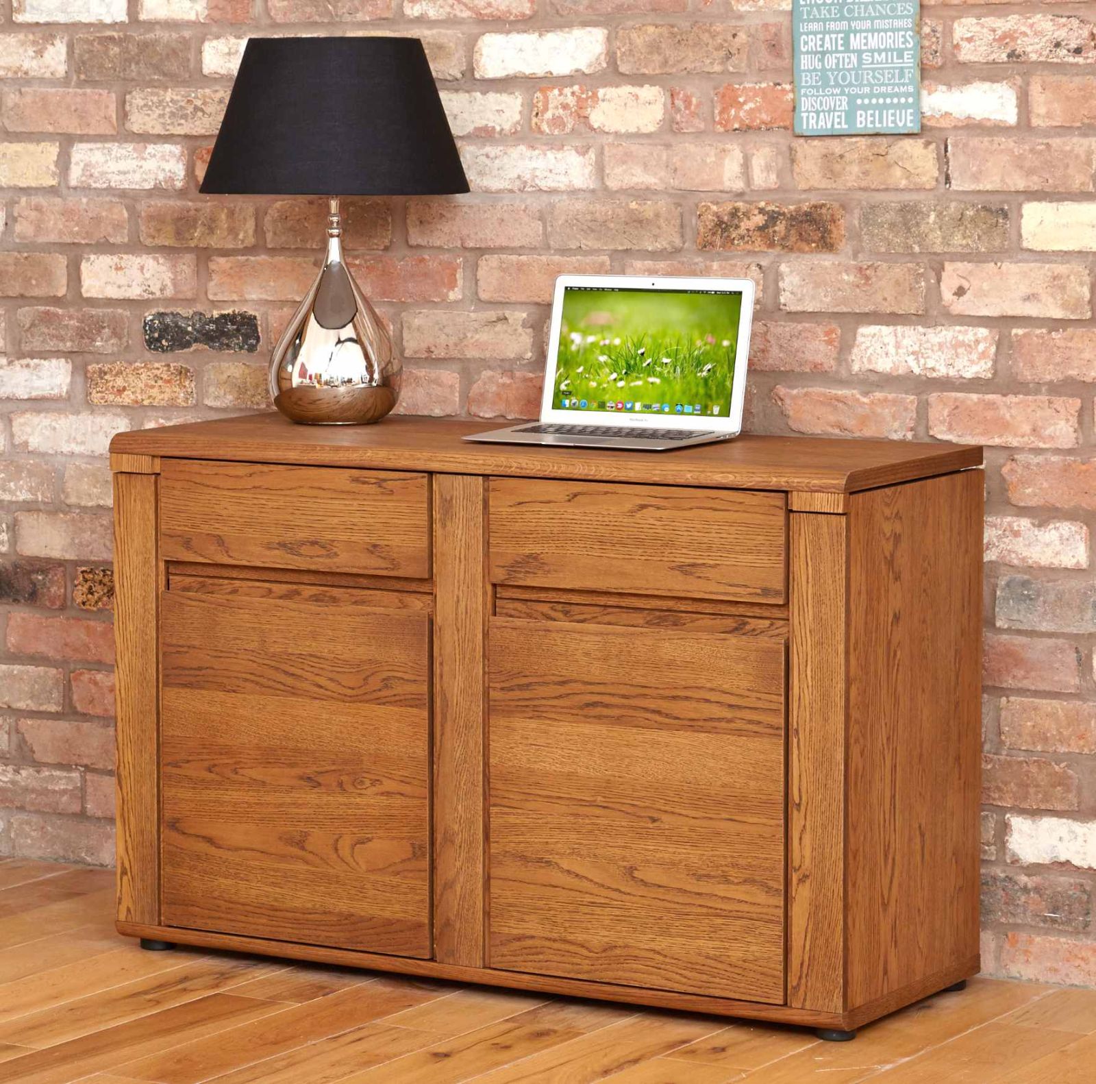Benson Dark Oak Furniture Hidden Home Office PC Computer Desk • £589.00